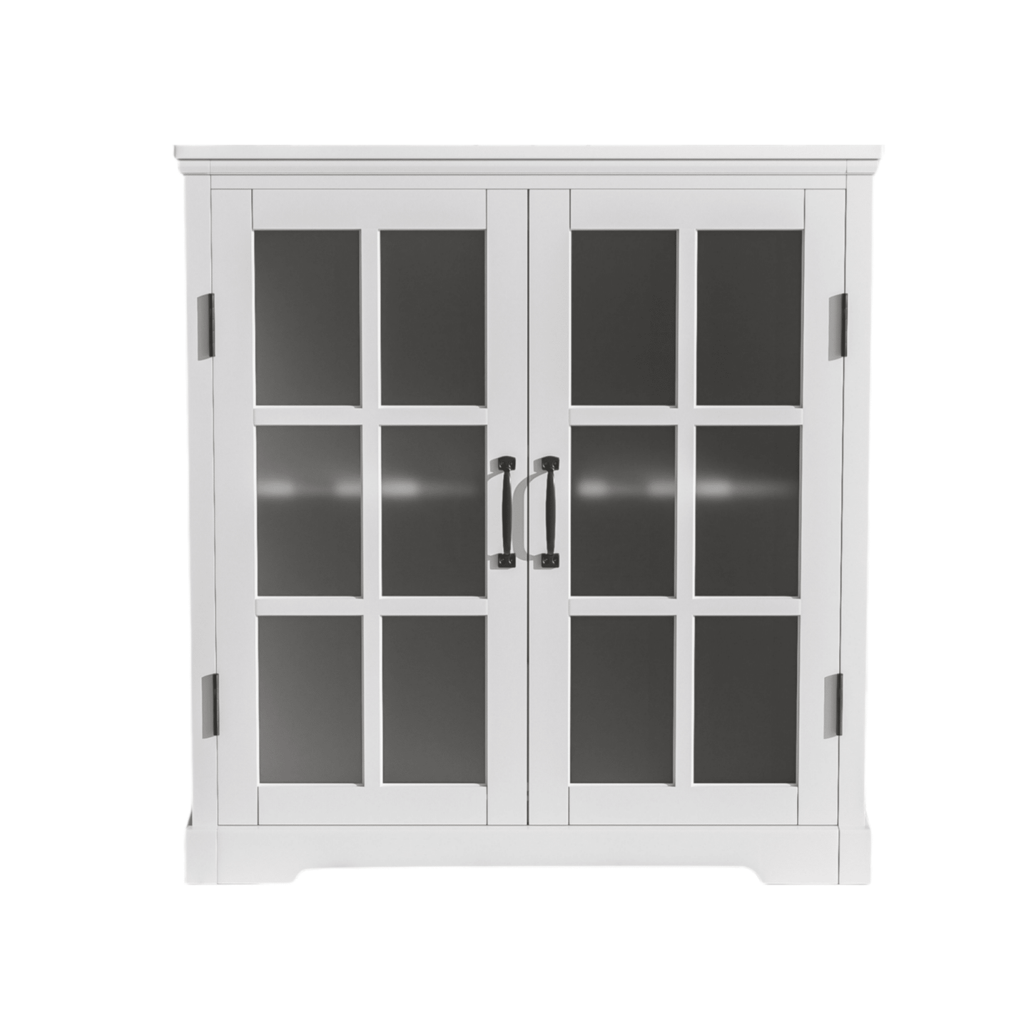30' Modern Bathroom Vanity with Ceramic Sink, White Matte Black Handles, Tempered Blurred Glass Doors, Rubber Wood Frame, Large Storage Space - 1st Choice Furniture Direct
