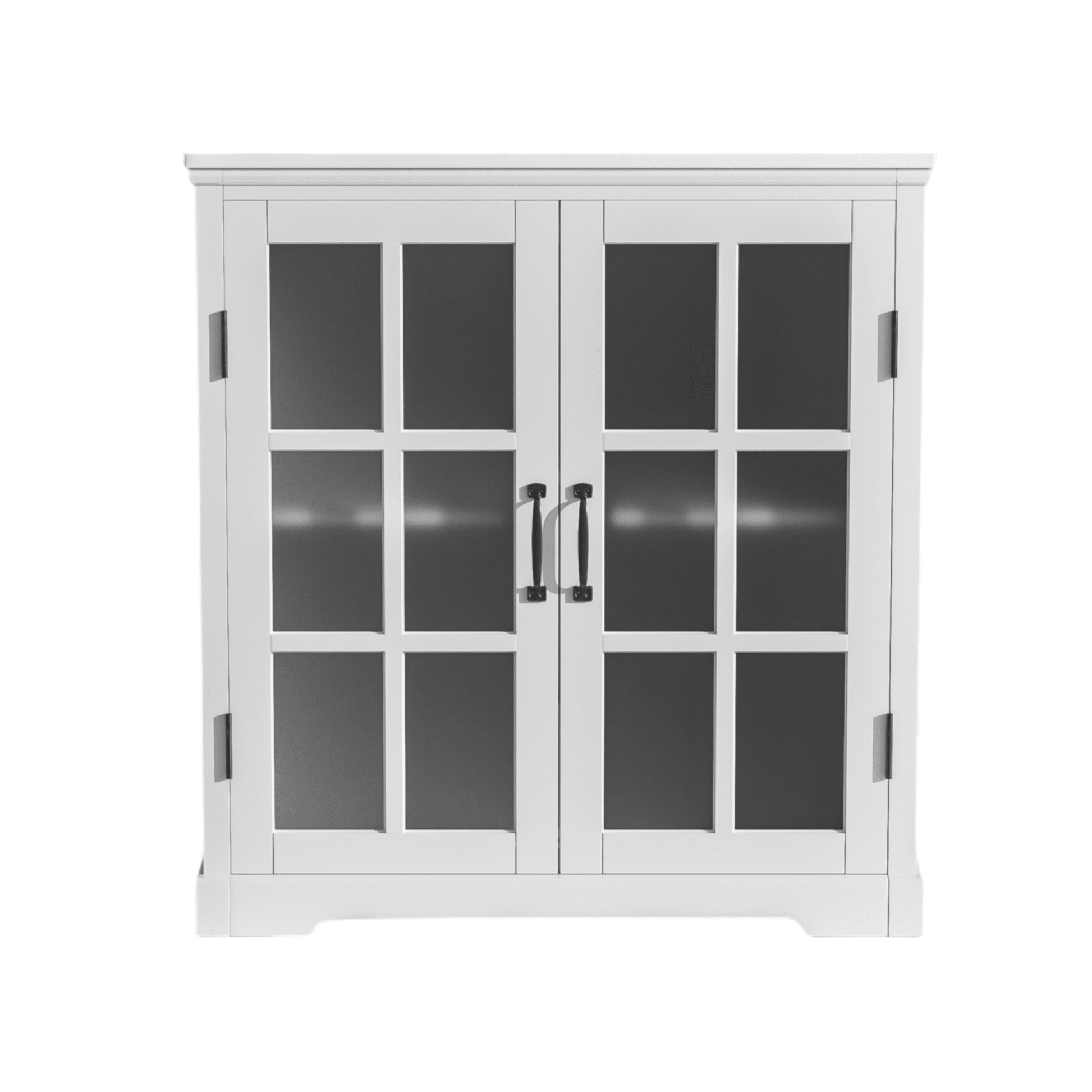 30' Modern Bathroom Vanity with Ceramic Sink, White Matte Black Handles, Tempered Blurred Glass Doors, Rubber Wood Frame, Large Storage Space - 1st Choice Furniture Direct