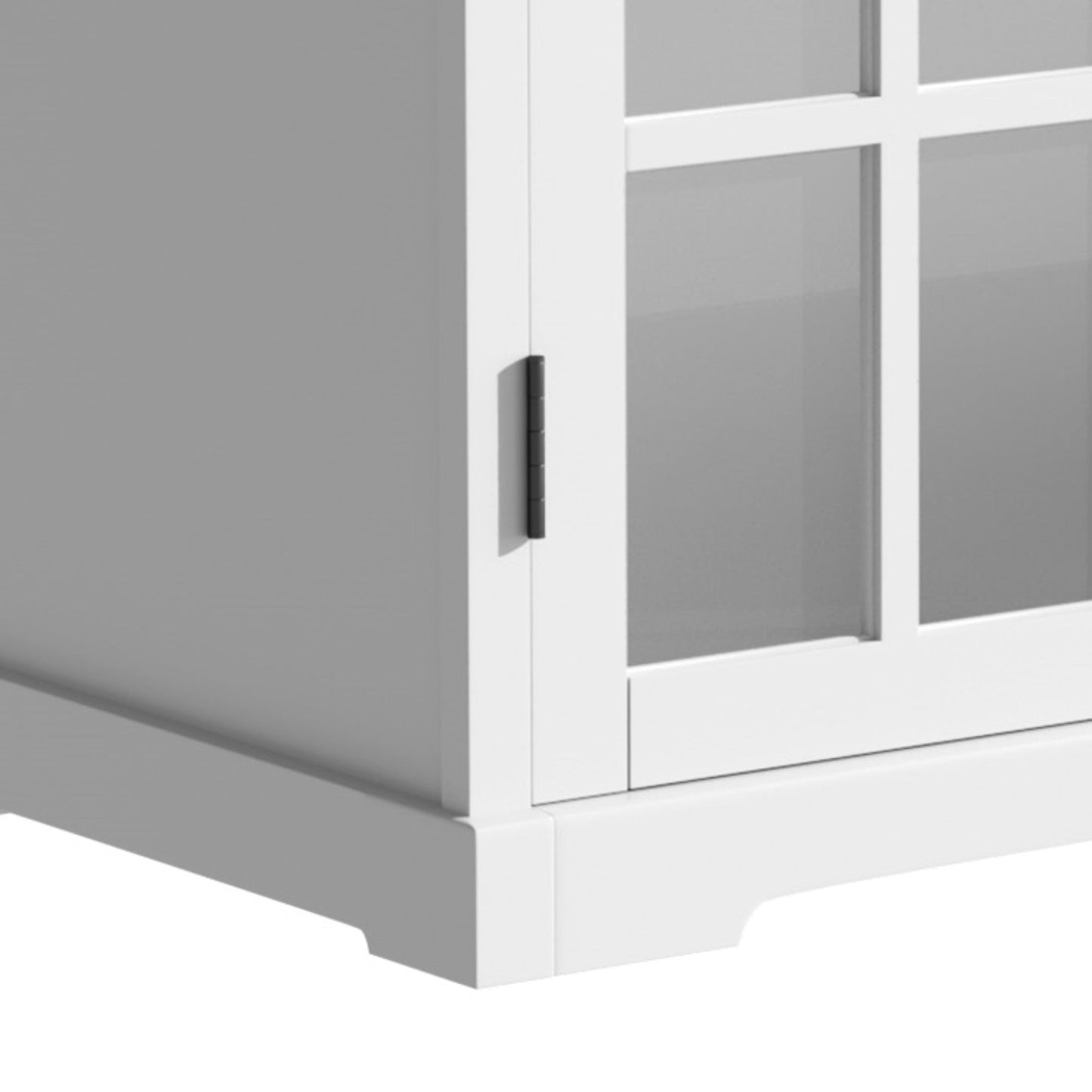 30' Modern Bathroom Vanity with Ceramic Sink, White Matte Black Handles, Tempered Blurred Glass Doors, Rubber Wood Frame, Large Storage Space - 1st Choice Furniture Direct