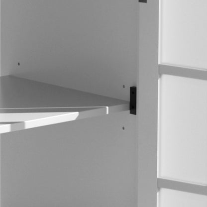 30' Modern Bathroom Vanity with Ceramic Sink, White Matte Black Handles, Tempered Blurred Glass Doors, Rubber Wood Frame, Large Storage Space - 1st Choice Furniture Direct