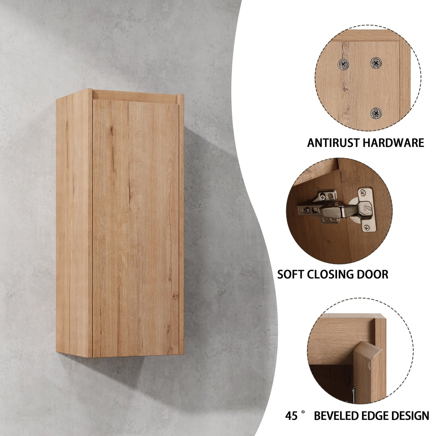 30' Wall-Mounted Bathroom Vanity With Sink and Side Cabinet, Soft Close Doors,00112IMO-00630IMO Combination Cabinet(KD-Packing) - 1st Choice Furniture Direct