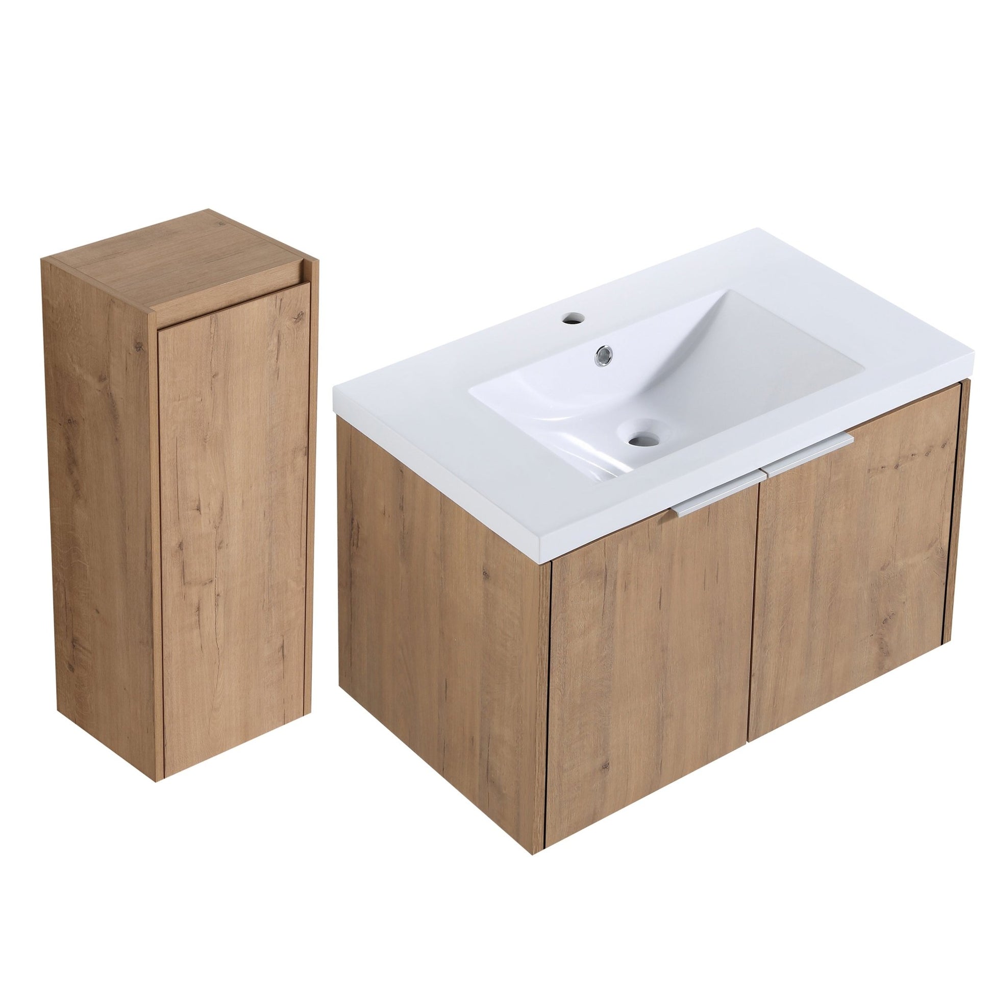 30' Wall-Mounted Bathroom Vanity With Sink and Side Cabinet, Soft Close Doors,00112IMO-00630IMO Combination Cabinet(KD-Packing) - 1st Choice Furniture Direct