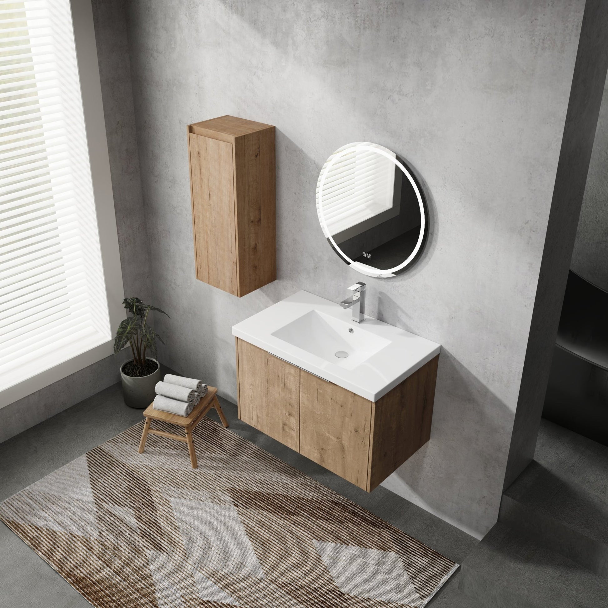 30' Wall-Mounted Bathroom Vanity With Sink and Side Cabinet, Soft Close Doors,00112IMO-00630IMO Combination Cabinet(KD-Packing) - 1st Choice Furniture Direct