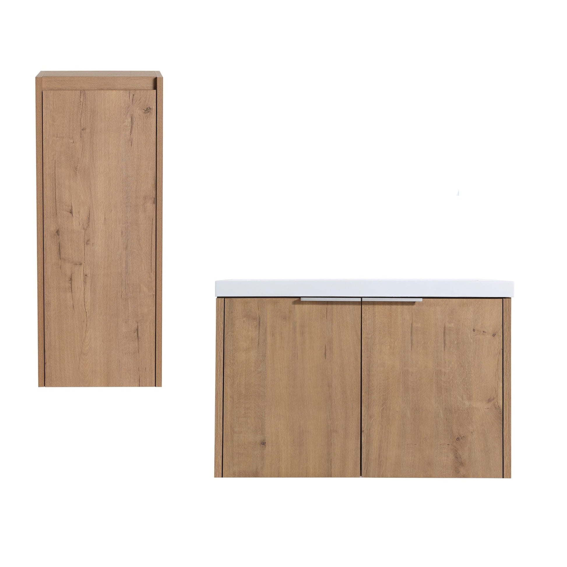30' Wall-Mounted Bathroom Vanity With Sink and Side Cabinet, Soft Close Doors,00112IMO-00630IMO Combination Cabinet(KD-Packing) - 1st Choice Furniture Direct