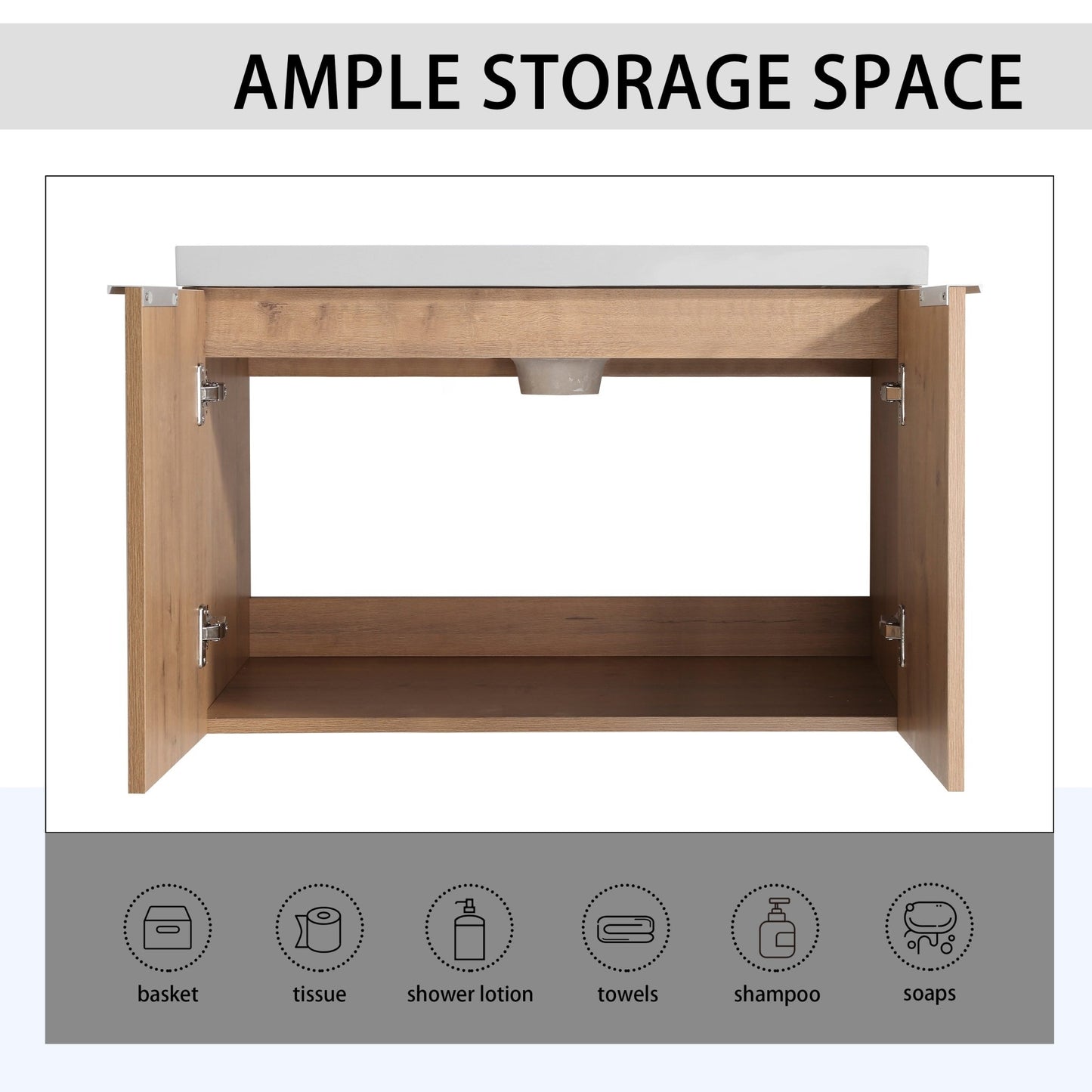 30' Wall-Mounted Bathroom Vanity With Sink and Side Cabinet, Soft Close Doors,00112IMO-00630IMO Combination Cabinet(KD-Packing) - 1st Choice Furniture Direct