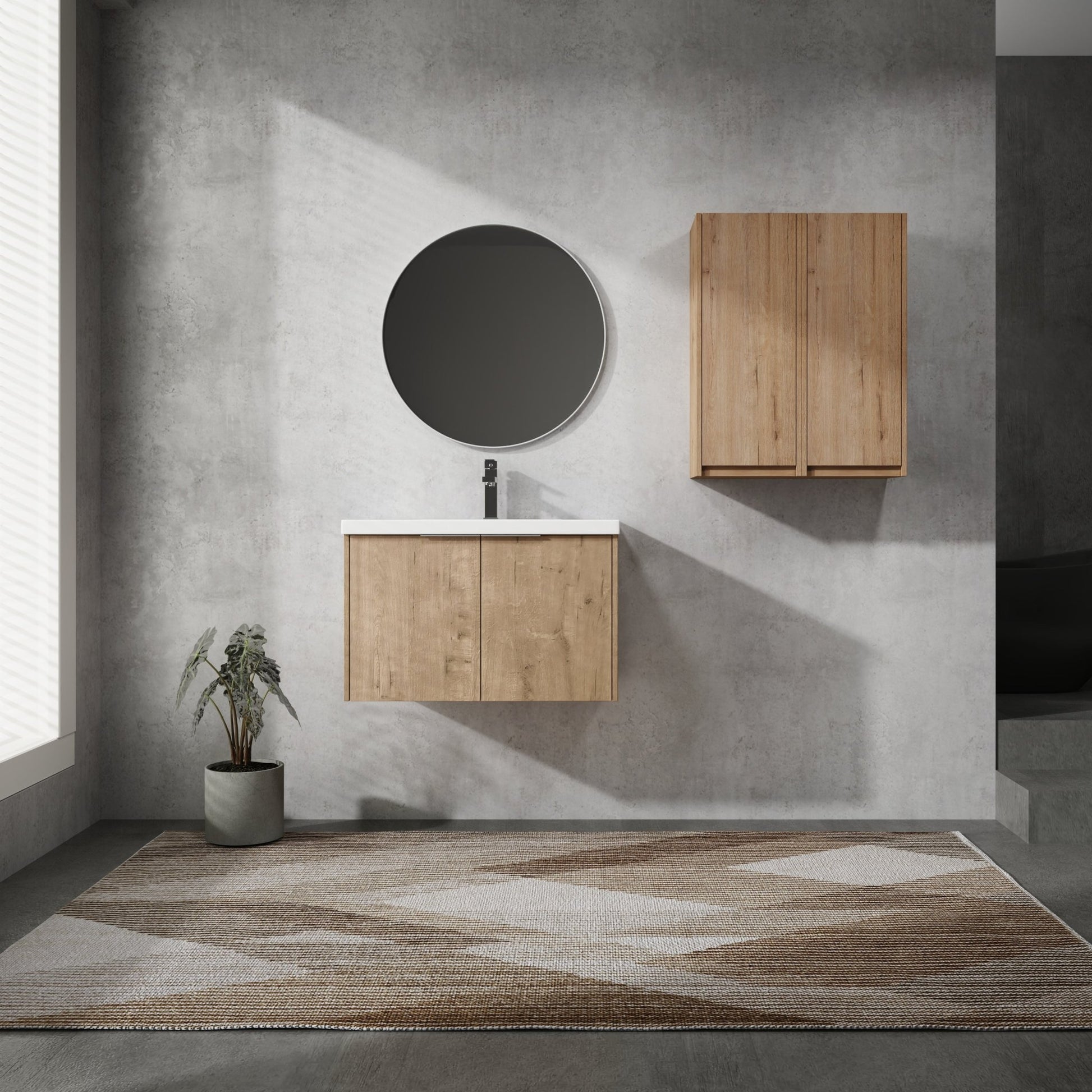 30' Wall - Mounted Bathroom Vanity With Sink and Side Cabinet, Soft Close Doors,00112IMO x 2 - 00630IMO Combination Cabinet(KD - Packing) - 1st Choice Furniture Direct