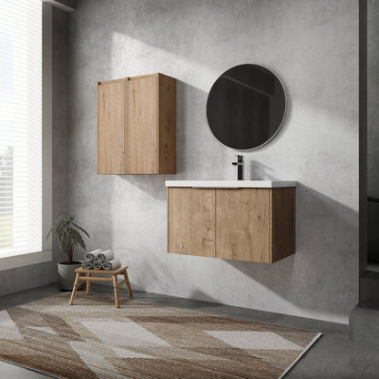 30' Wall - Mounted Bathroom Vanity With Sink and Side Cabinet, Soft Close Doors,00112IMO x 2 - 00630IMO Combination Cabinet(KD - Packing) - 1st Choice Furniture Direct
