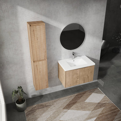 30' Wall - Mounted Bathroom Vanity With Sink and Side Cabinet, Soft Close Doors,00112IMO x 2 - 00630IMO Combination Cabinet(KD - Packing) - 1st Choice Furniture Direct