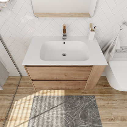 30' Wall Mounting Bathroom Vanity With Gel Sink, Soft Close Drawer - 1st Choice Furniture Direct