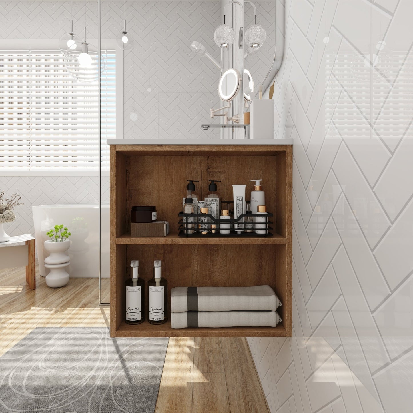 30' Wall Mounting Bathroom Vanity With Gel Sink, Soft Close Drawer - 1st Choice Furniture Direct