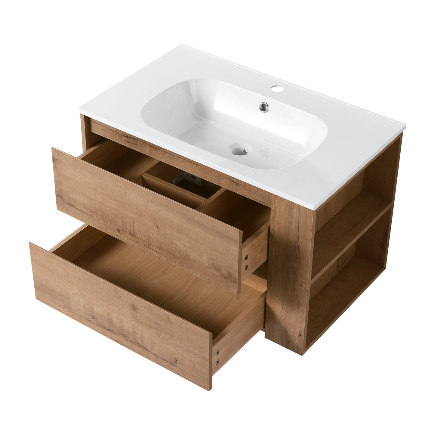 30' Wall Mounting Bathroom Vanity With Gel Sink, Soft Close Drawer - 1st Choice Furniture Direct