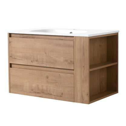 30' Wall Mounting Bathroom Vanity With Gel Sink, Soft Close Drawer - 1st Choice Furniture Direct