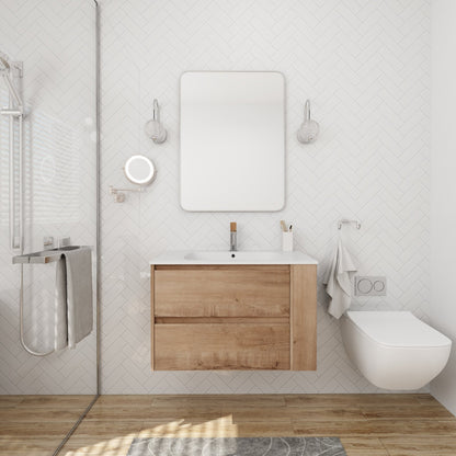 30' Wall Mounting Bathroom Vanity With Gel Sink, Soft Close Drawer - 1st Choice Furniture Direct
