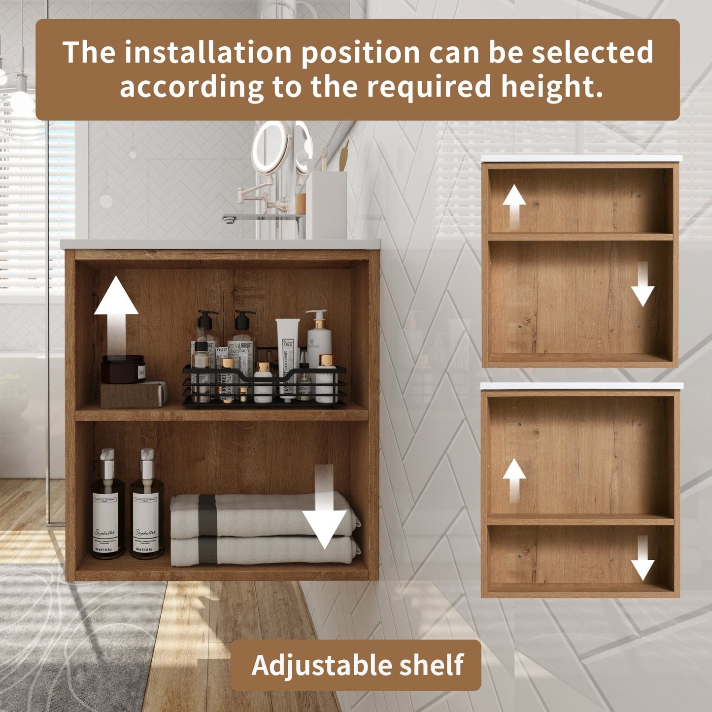 30' Wall Mounting Bathroom Vanity With Gel Sink, Soft Close Drawer - 1st Choice Furniture Direct