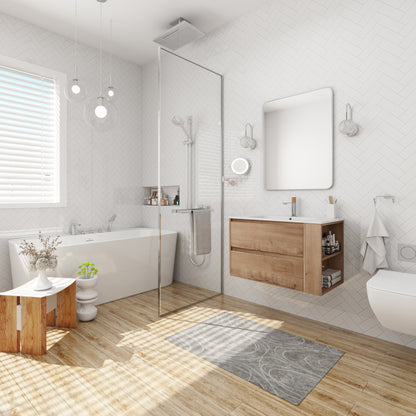 30' Wall Mounting Bathroom Vanity With Gel Sink, Soft Close Drawer - 1st Choice Furniture Direct