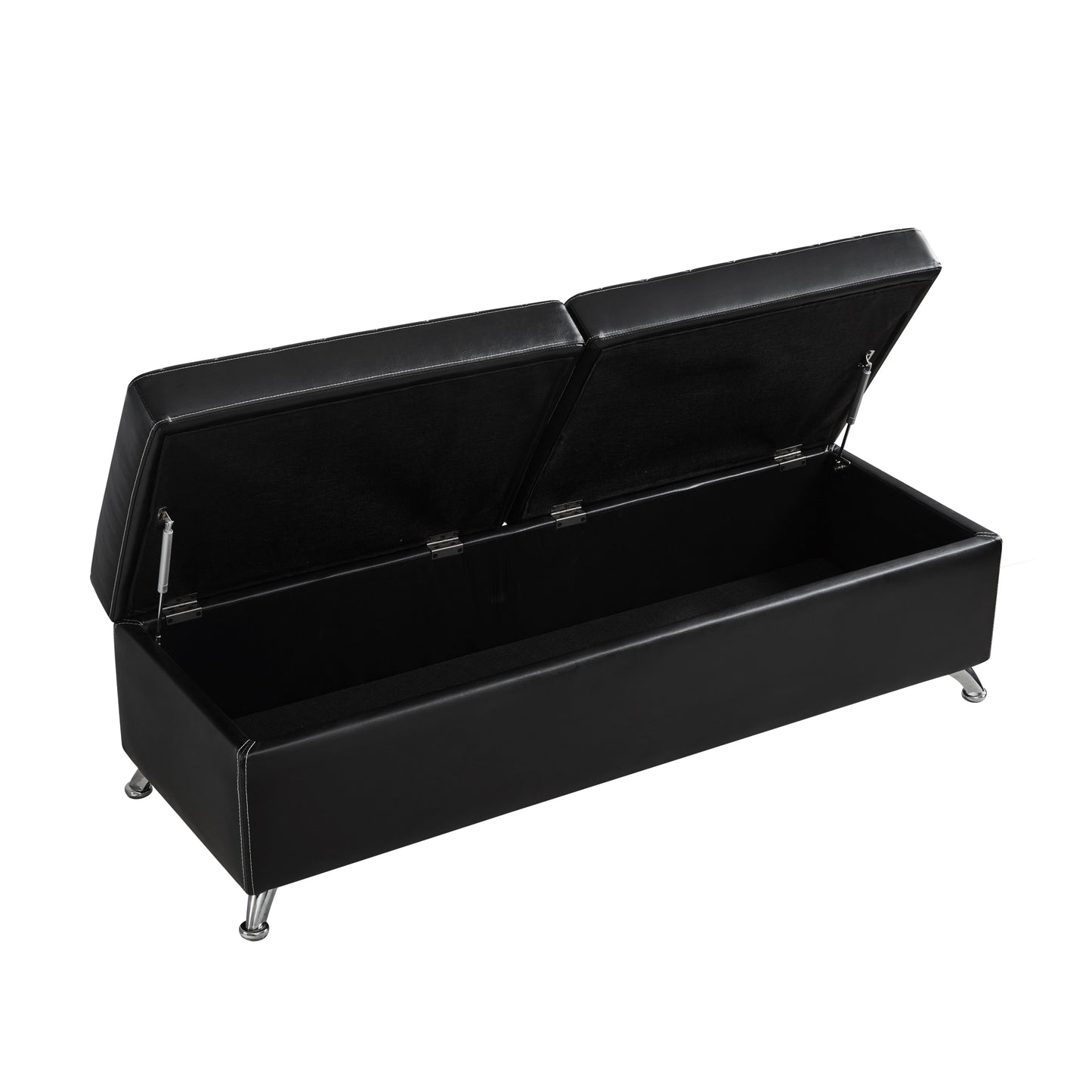 1st Choice Modern 56.7" Bed Bench with Storage Black Leather