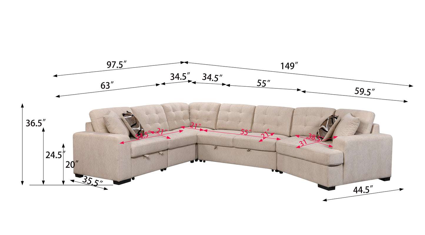 1st Choice Oversized Modern Large Upholstered U-Shape Sectional Sofa