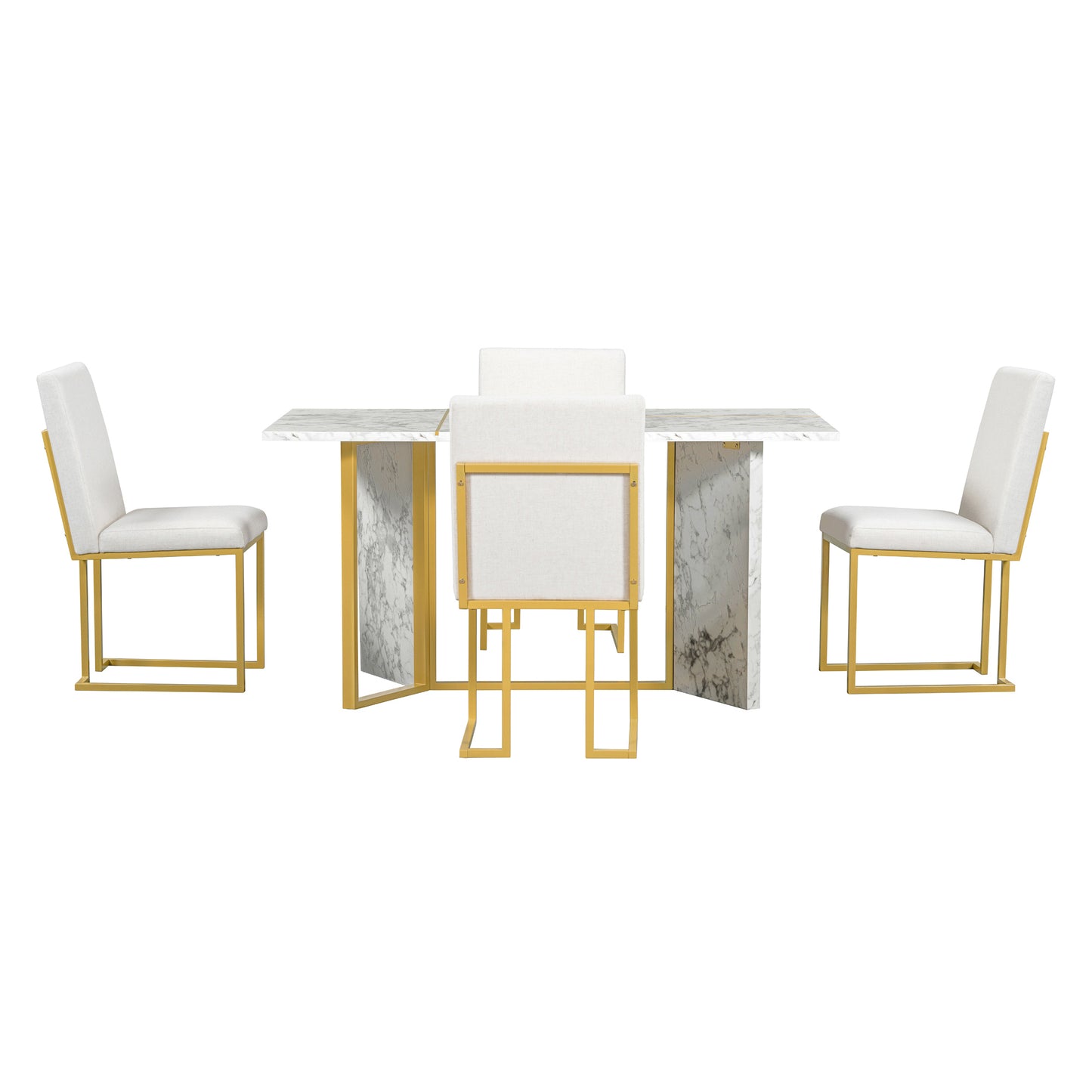 1st Choice 7-Piece Dining Table Set Artificial Marble Sticker Tabletop