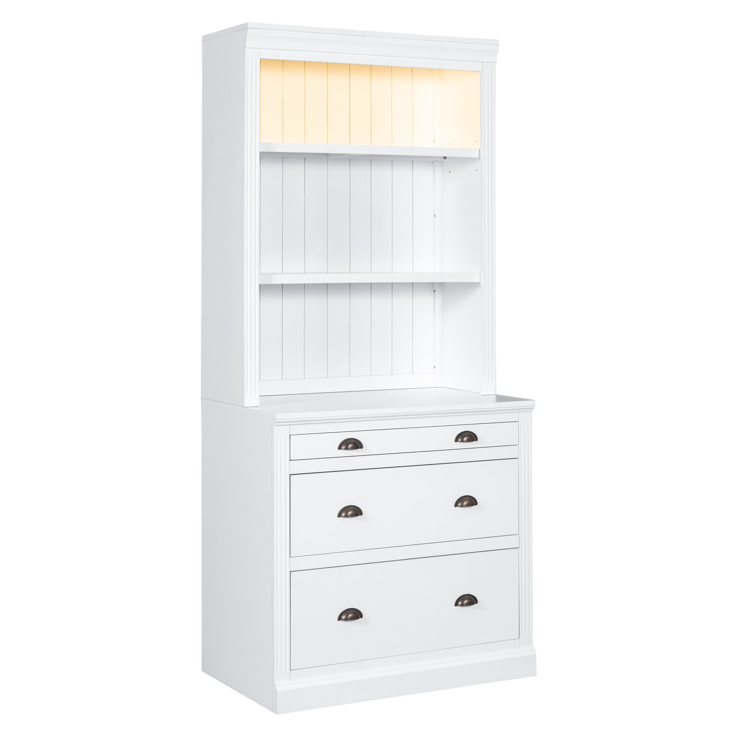 1st Choice Elegant 3-Piece Bookcase and Writing Desk Set in pristine white