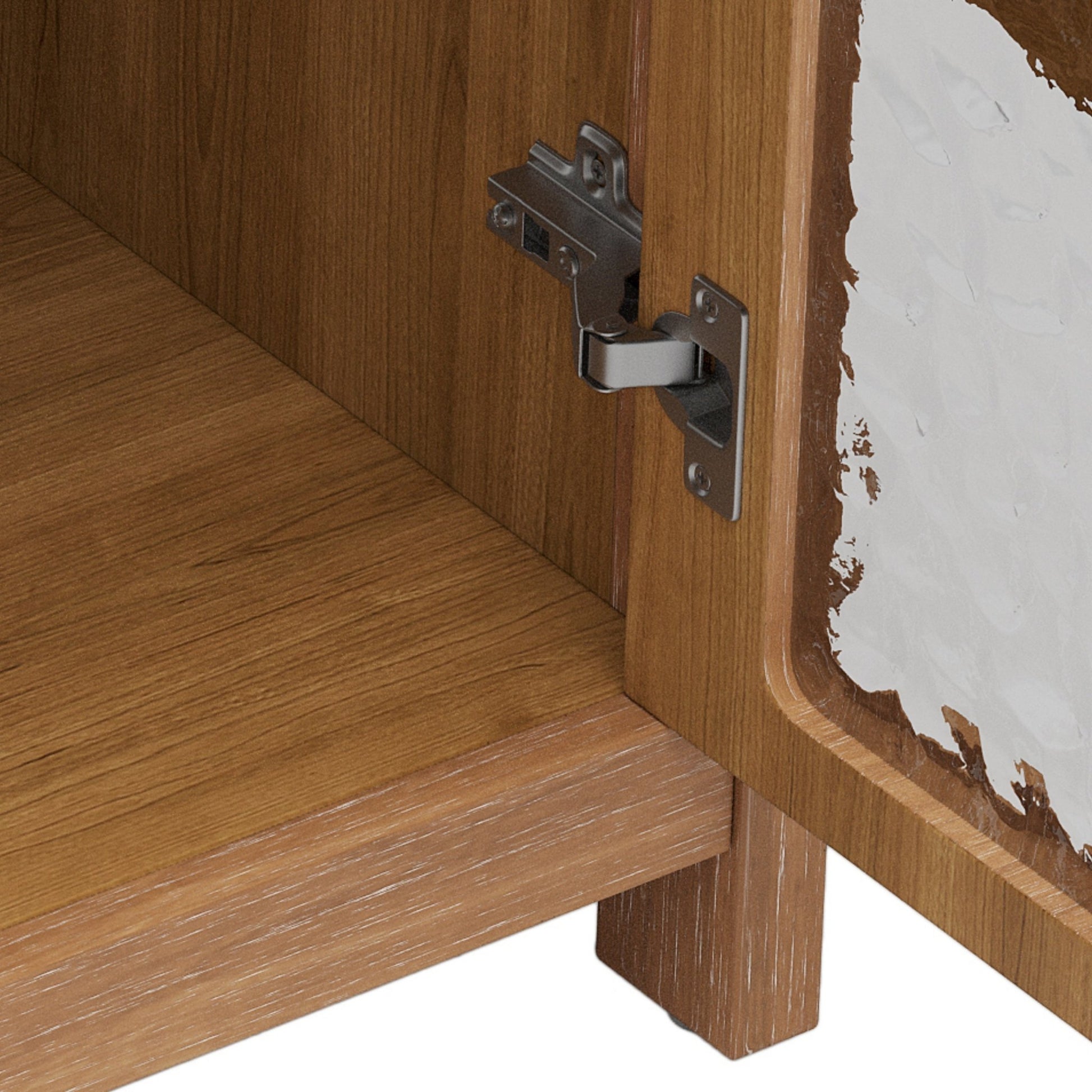 31-Inch Antique Natural Bathroom Vanity with Ceramic Sink - 1st Choice Furniture Direct