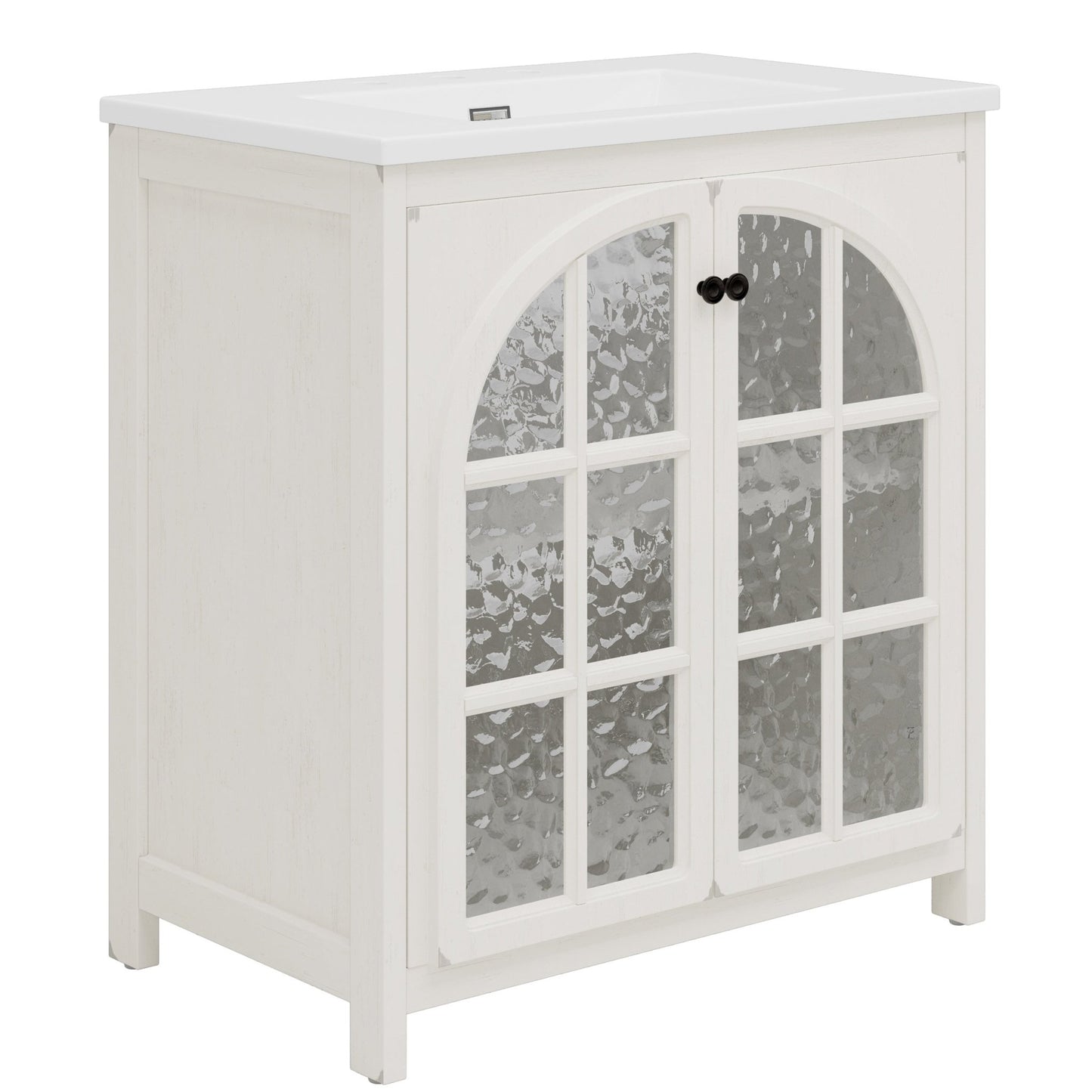 31 Inch Antique White Bathroom Vanity with Ceramic Sink - 1st Choice Furniture Direct