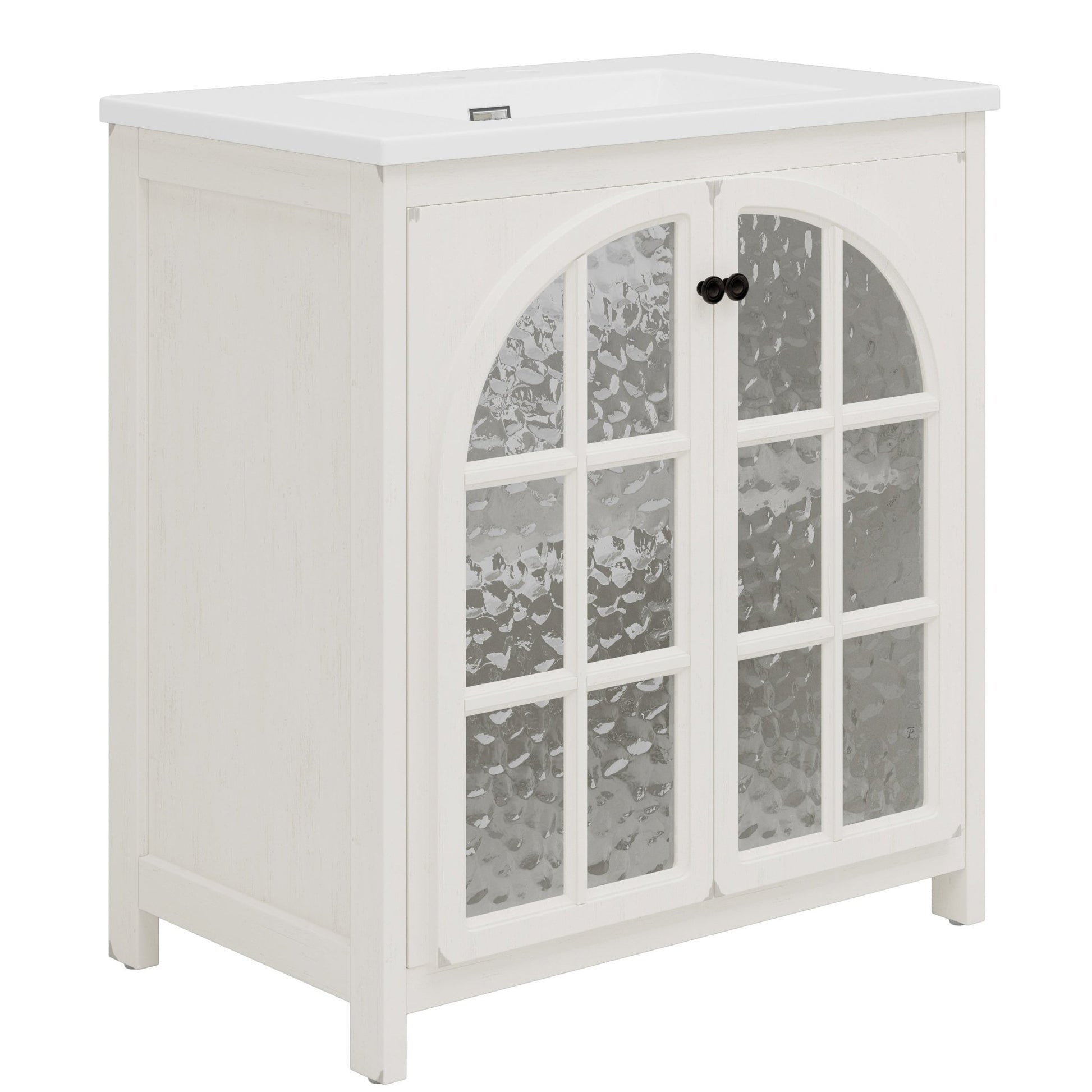 31 Inch Antique White Bathroom Vanity with Ceramic Sink - 1st Choice Furniture Direct