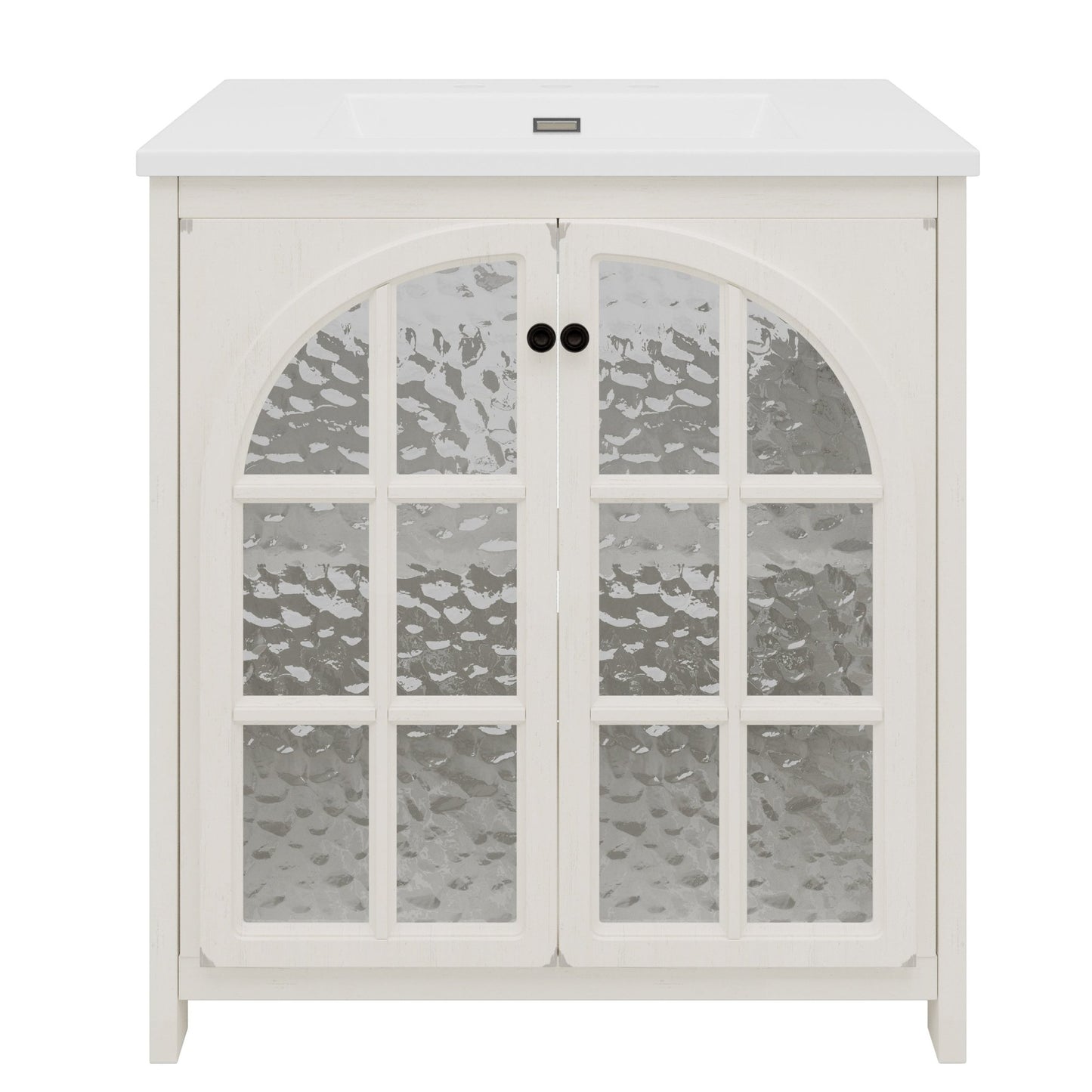 31 Inch Antique White Bathroom Vanity with Ceramic Sink - 1st Choice Furniture Direct