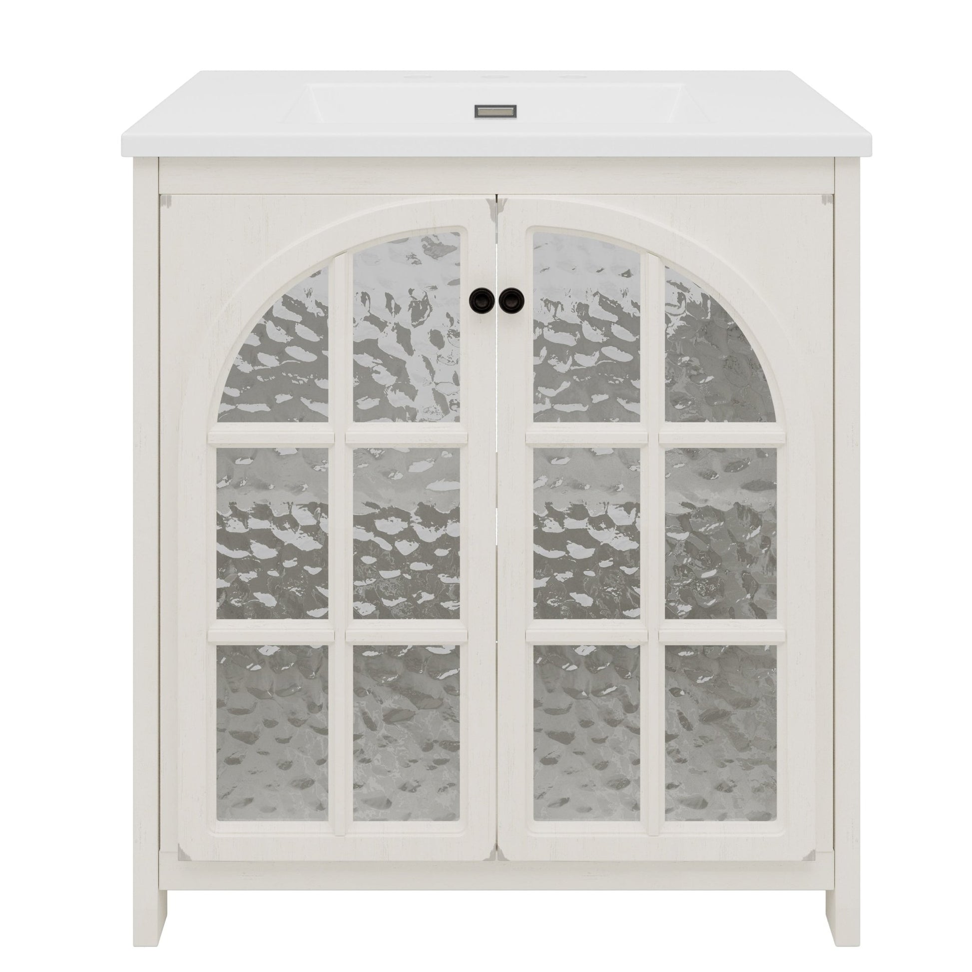 31 Inch Antique White Bathroom Vanity with Ceramic Sink - 1st Choice Furniture Direct