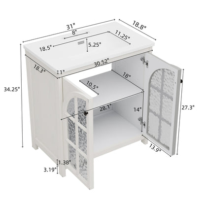 31 Inch Antique White Bathroom Vanity with Ceramic Sink - 1st Choice Furniture Direct