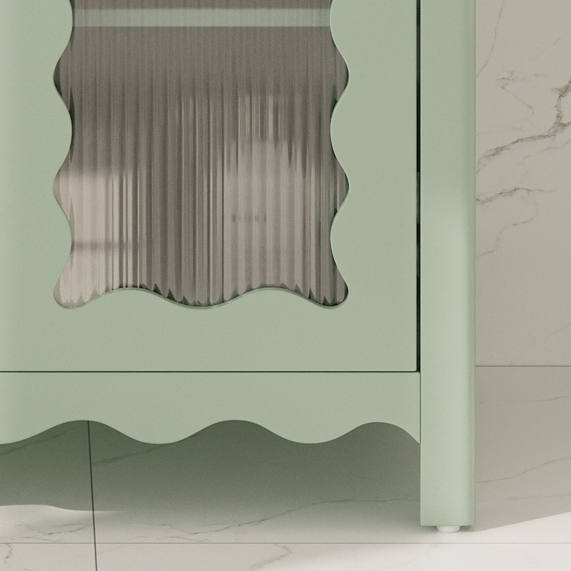 31-Inch Green Bathroom Vanity with Ceramic Sink and Glass Doors - 1st Choice Furniture Direct