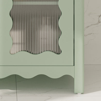 31-Inch Green Bathroom Vanity with Ceramic Sink and Glass Doors - 1st Choice Furniture Direct