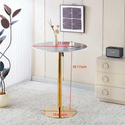 31.5'folding GOLDEN AND WHITE Tulip BAR Table Mid - century BAR Table for 2 - 4 people With Round Mdf Table Top, Pedestal BAR Table, MDF top - 1st Choice Furniture Direct