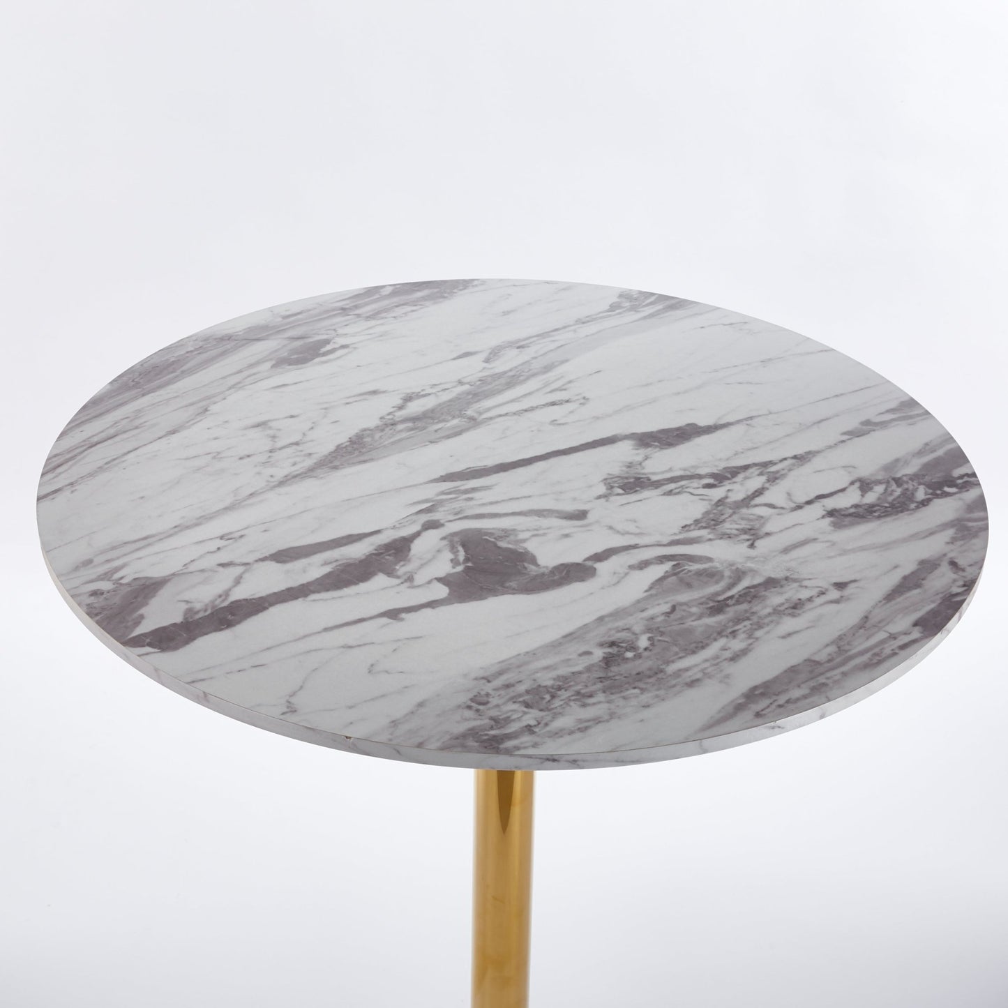 31.5'folding GOLDEN AND WHITE Tulip BAR Table Mid - century BAR Table for 2 - 4 people With Round Mdf Table Top, Pedestal BAR Table, MDF top - 1st Choice Furniture Direct