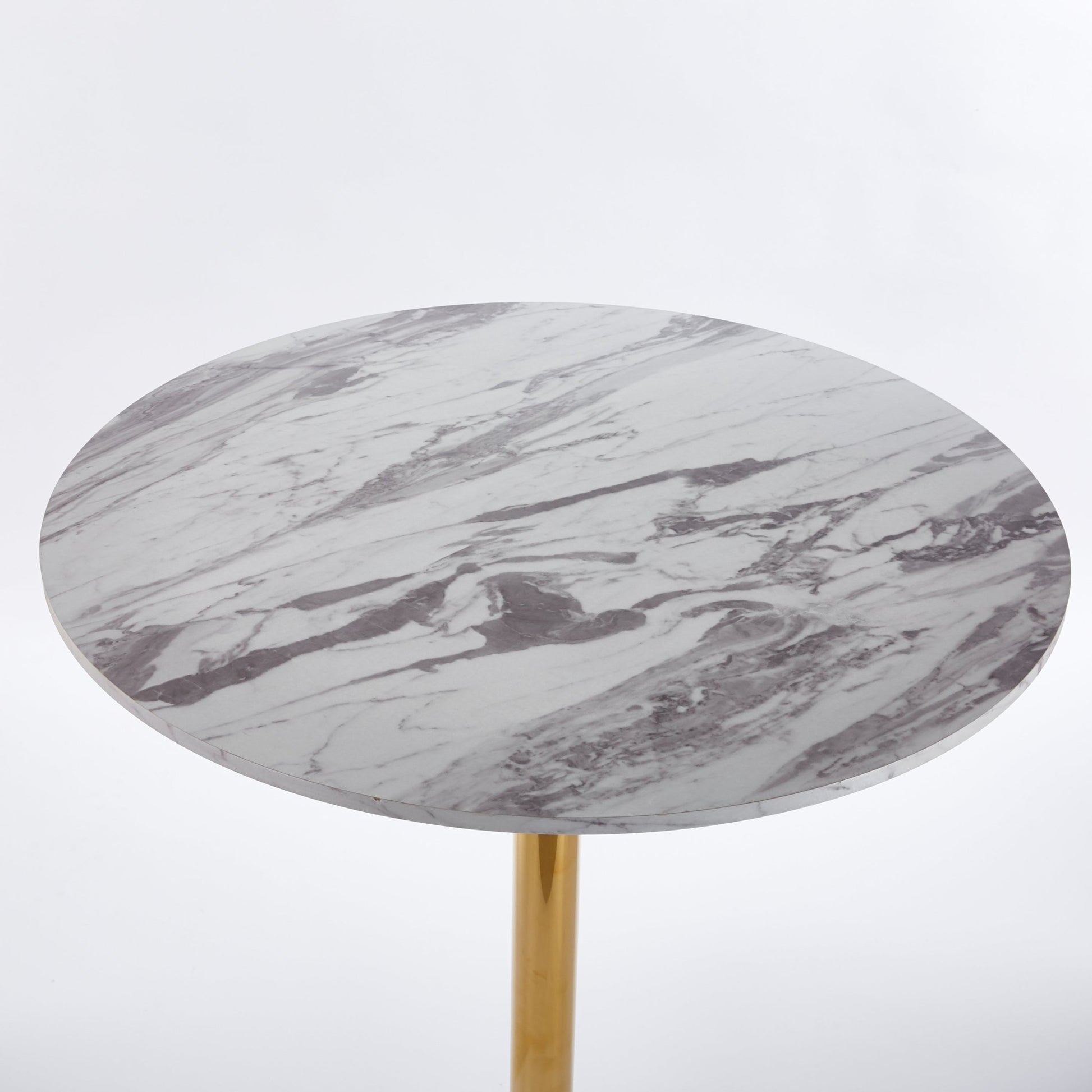 31.5'folding GOLDEN AND WHITE Tulip BAR Table Mid - century BAR Table for 2 - 4 people With Round Mdf Table Top, Pedestal BAR Table, MDF top - 1st Choice Furniture Direct