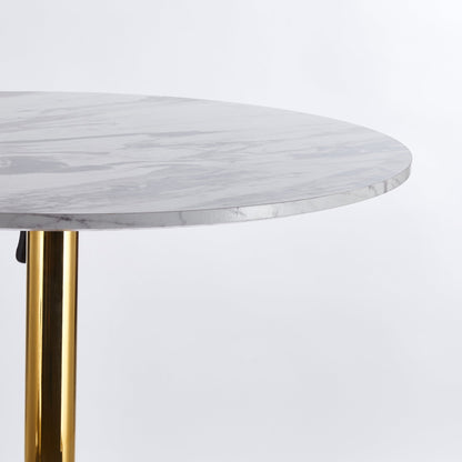 31.5'folding GOLDEN AND WHITE Tulip BAR Table Mid - century BAR Table for 2 - 4 people With Round Mdf Table Top, Pedestal BAR Table, MDF top - 1st Choice Furniture Direct