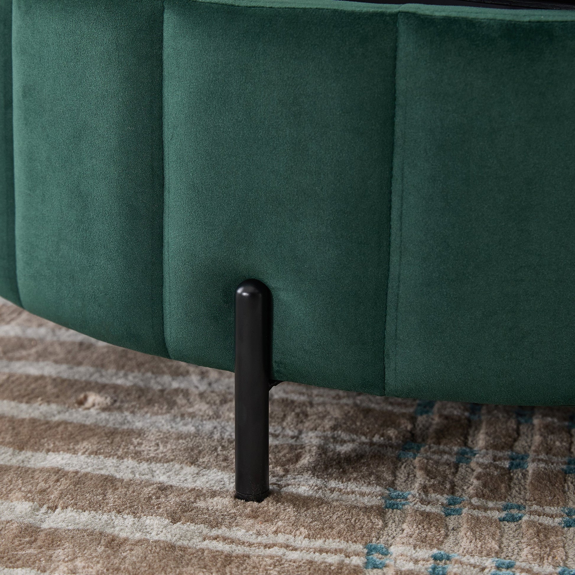 31.5'W Upholstered Round Ottoman With Reversible Lid, Velvet Storage Stool, Channel Tufted Pumpkin - shape Footstool for Living room, Bedroom and Office, Green - 1st Choice Furniture Direct