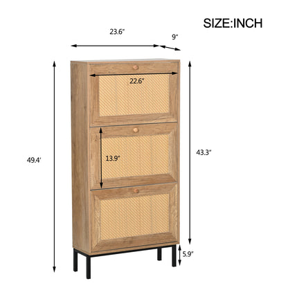 1st Choice 3 Flip Drawer Shoe Cabinet  Rattan Shoe Cabinet Organizer