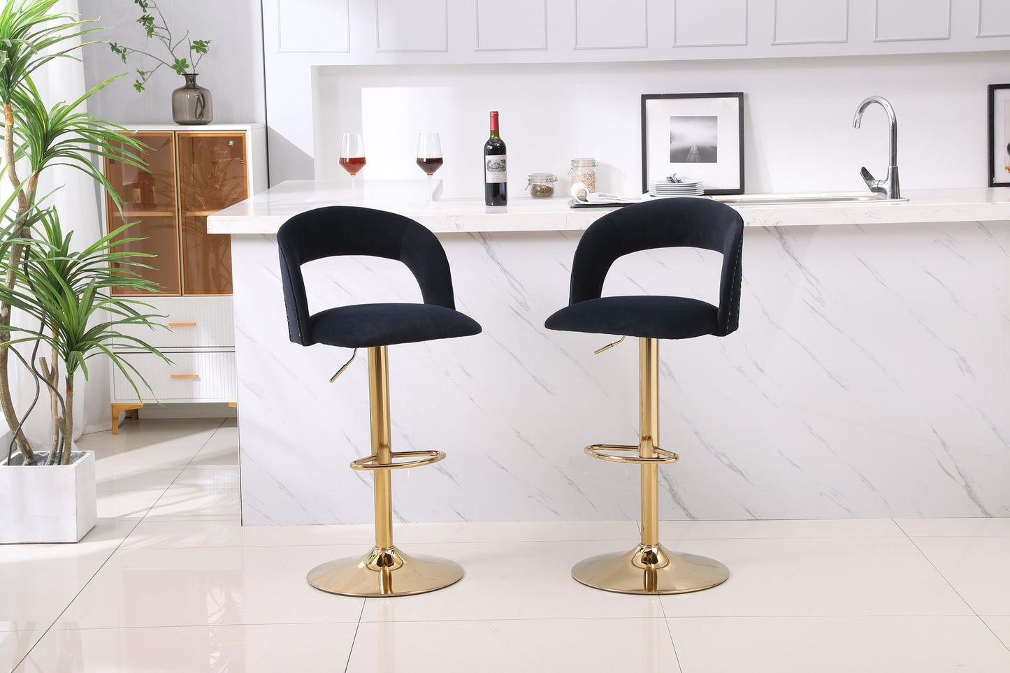 1st Choice Modern Barstools Bar Height Swivel Velvet Bar Stool - Set of 2