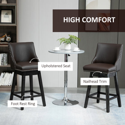 1st Choice Upholstered 28" Swivel Bar Height Bar Stools Set of 2 in Brown