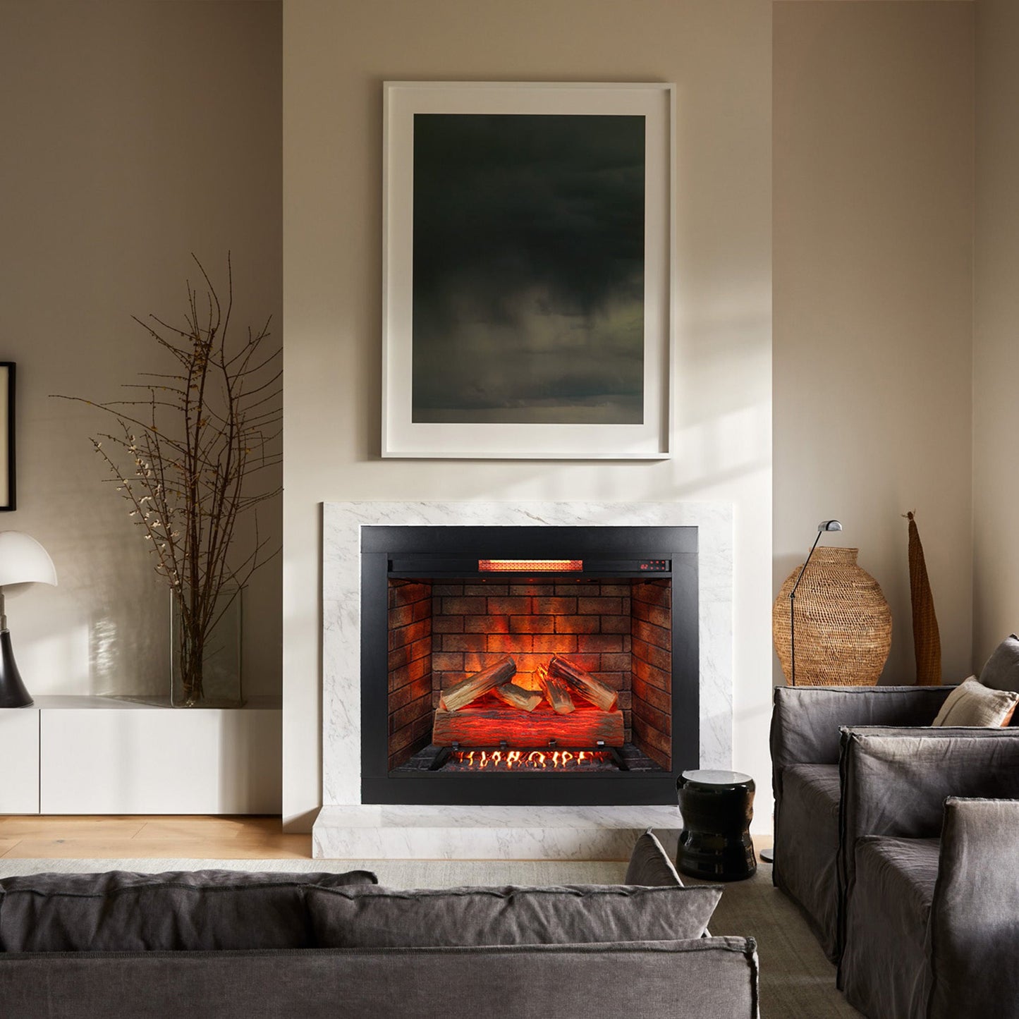33 inch Infrared Electric Fireplace with Removable Trim kit Insert, Touch Panel Home Decor Heater, Smokeless Firebox With Fire Crackling Sound - 1st Choice Furniture Direct