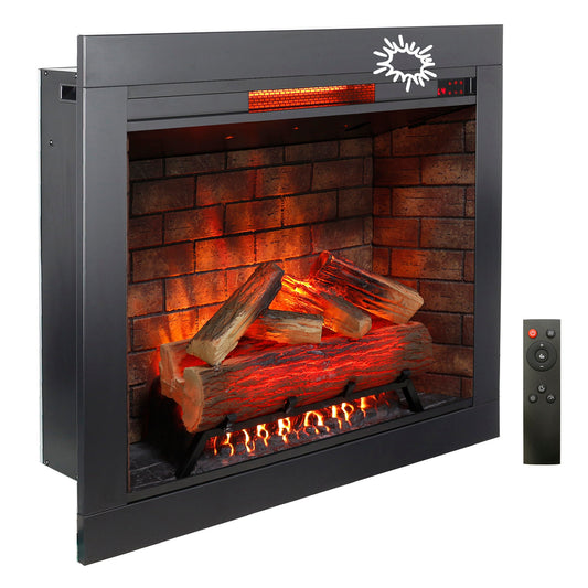 33 inch Infrared Electric Fireplace with Removable Trim kit Insert, Touch Panel Home Decor Heater, Smokeless Firebox With Fire Crackling Sound - 1st Choice Furniture Direct