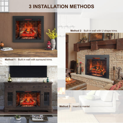 33 inch Infrared Electric Fireplace with Removable Trim kit Insert, Touch Panel Home Decor Heater, Smokeless Firebox With Fire Crackling Sound - 1st Choice Furniture Direct