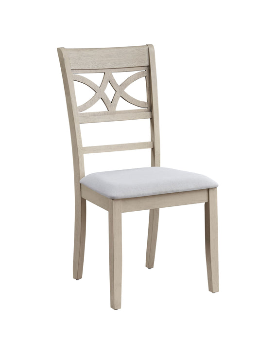 Antique Gray Linen Dining Chair with Padded Seat