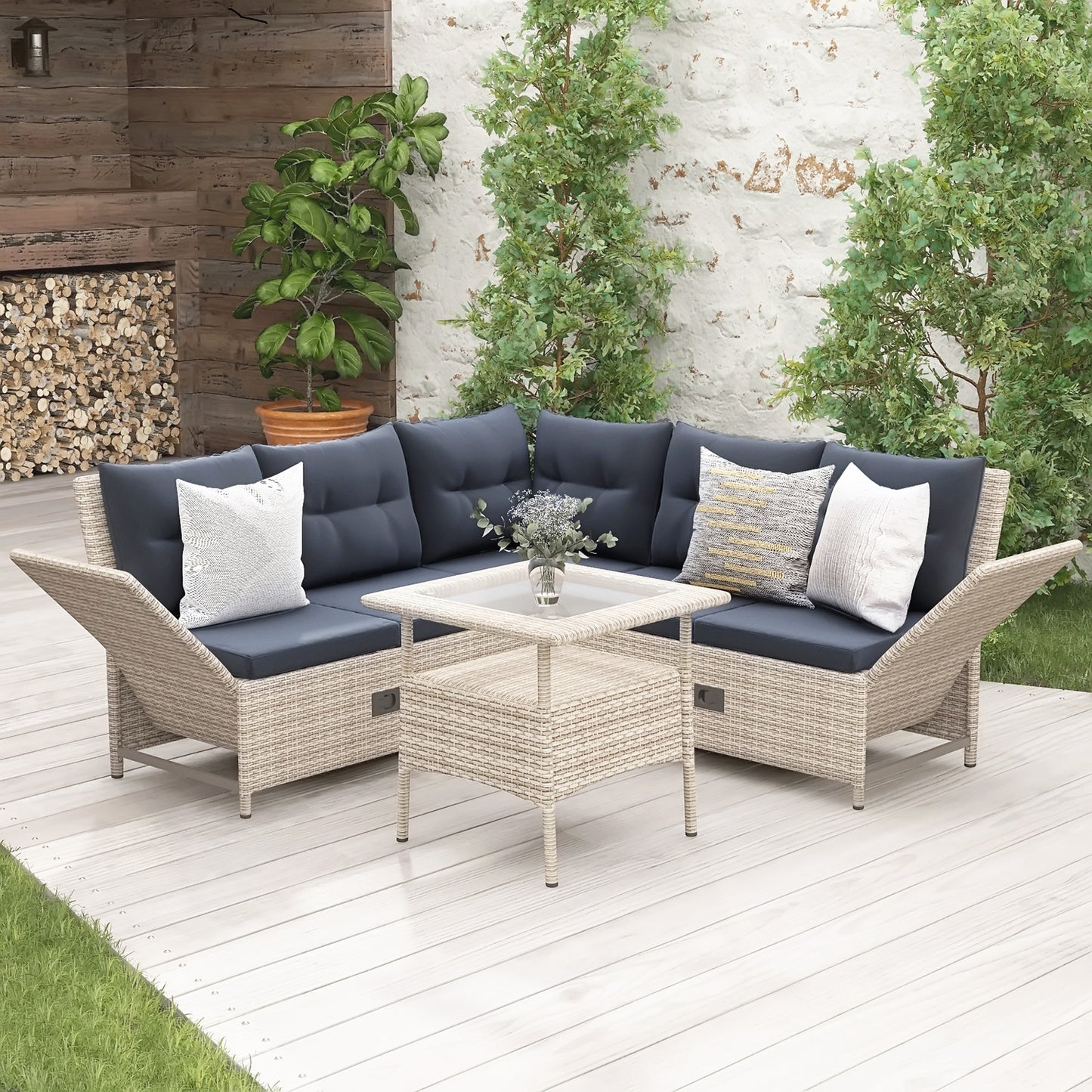 1st Choice 4-Piece All Weather Reclinable Chaise Lounge for Ultimate Comfort
