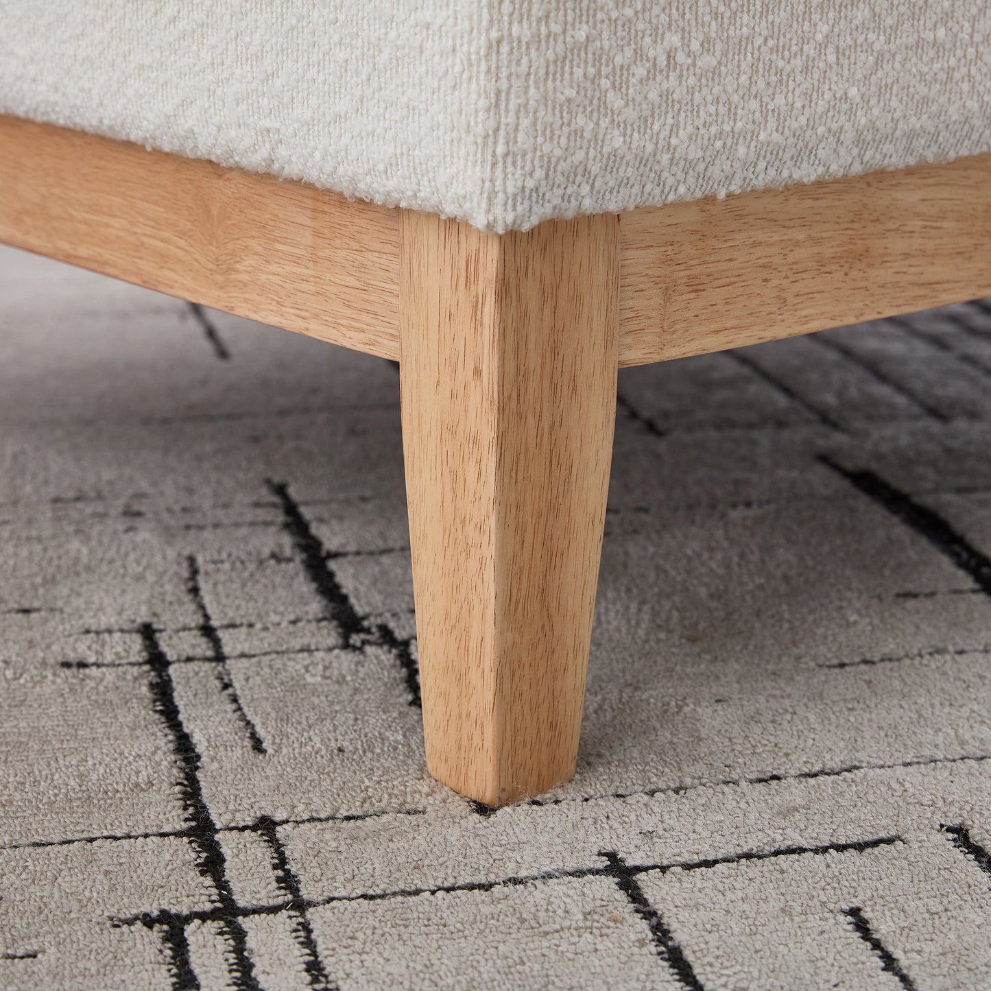 33.86'W Upholstered Wood Base Storage Ottoman with Reversible Lid Coffee Table, Foot Stool Square Footrest with Rubberwood Legs for Living Room Bedroom Entryway and Office, Ivory Boucle. - 1st Choice Furniture Direct