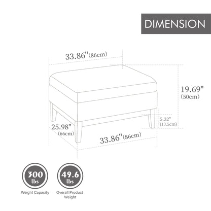 33.86'W Upholstered Wood Base Storage Ottoman with Reversible Lid Coffee Table, Foot Stool Square Footrest with Rubberwood Legs for Living Room Bedroom Entryway and Office, Ivory Boucle. - 1st Choice Furniture Direct