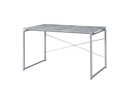 Industrial Faux Concrete Writing Desk with Metal Frame