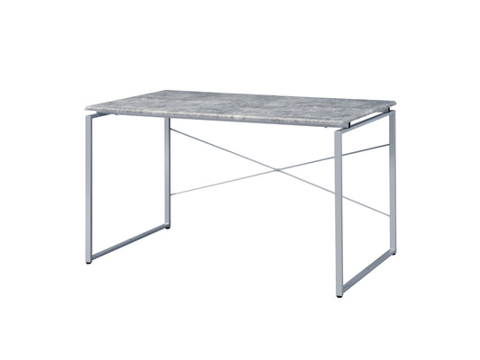 Industrial Faux Concrete Writing Desk with Metal Frame