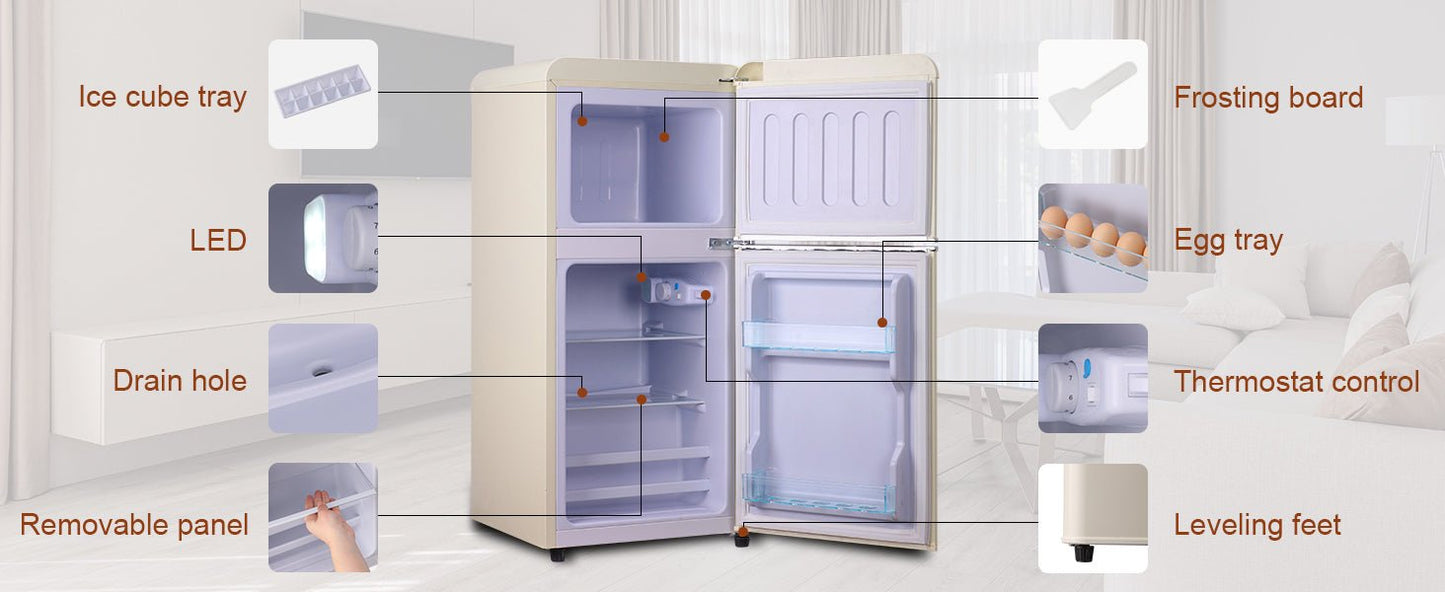3.5 Cu. Ft. Cream Mini Refrigerator with Freezer | Compact Fridge - 1st Choice Furniture Direct