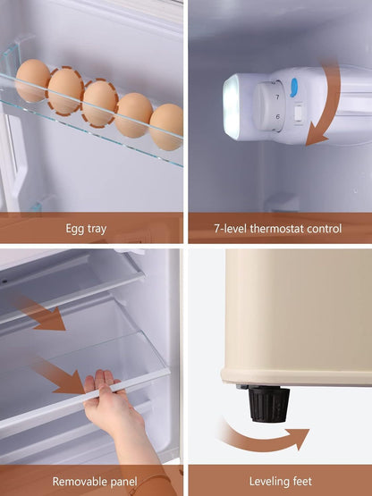 3.5 Cu. Ft. Cream Mini Refrigerator with Freezer | Compact Fridge - 1st Choice Furniture Direct